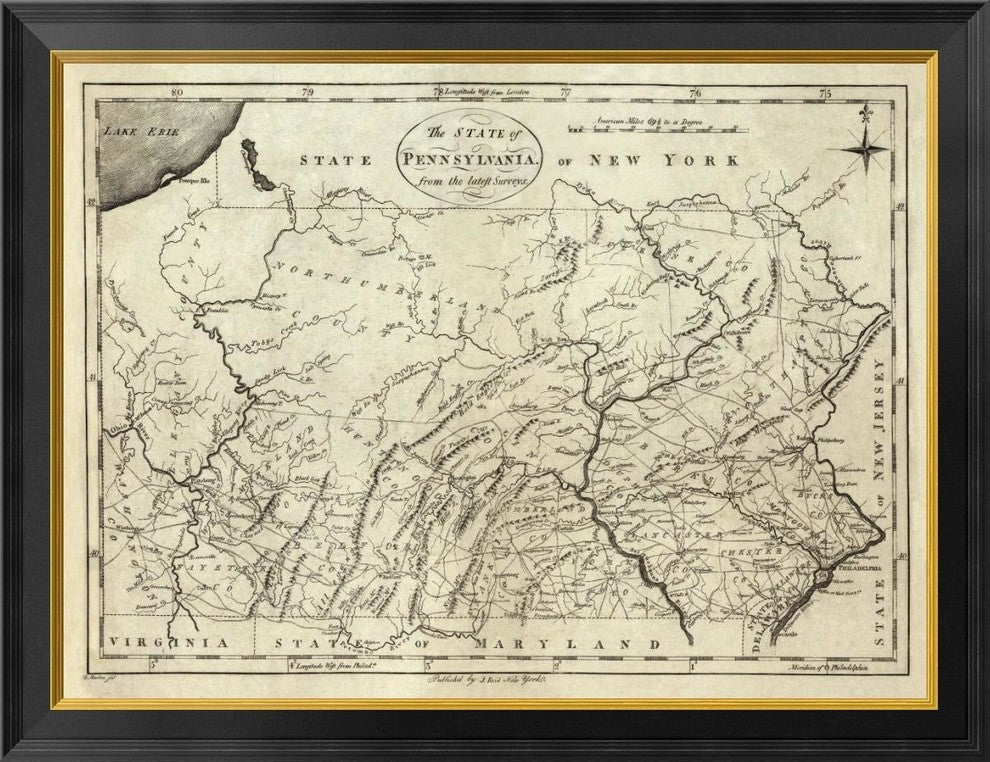 "State of Pennsylvania, 1796" Framed Canvas Giclee by John Reid, 34"x26"