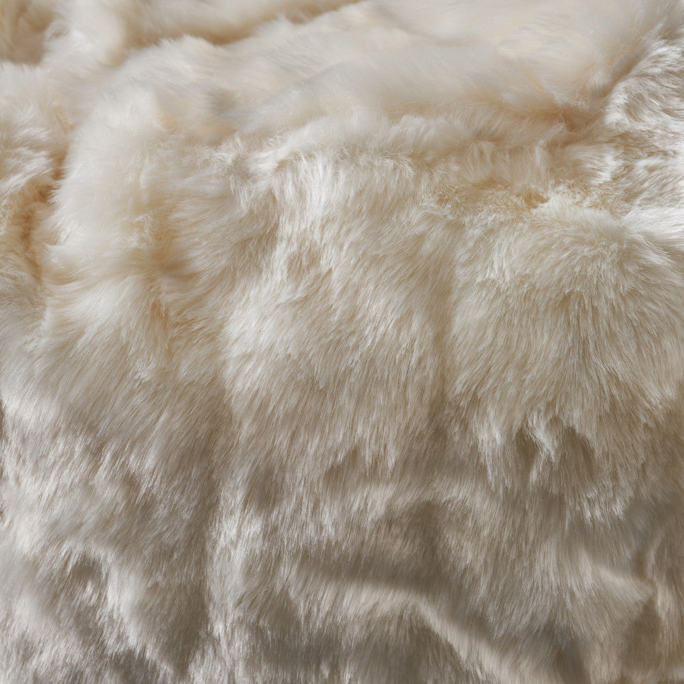 GDF Studio Laraine Furry Glam White Faux Fur 3' Bean Bag