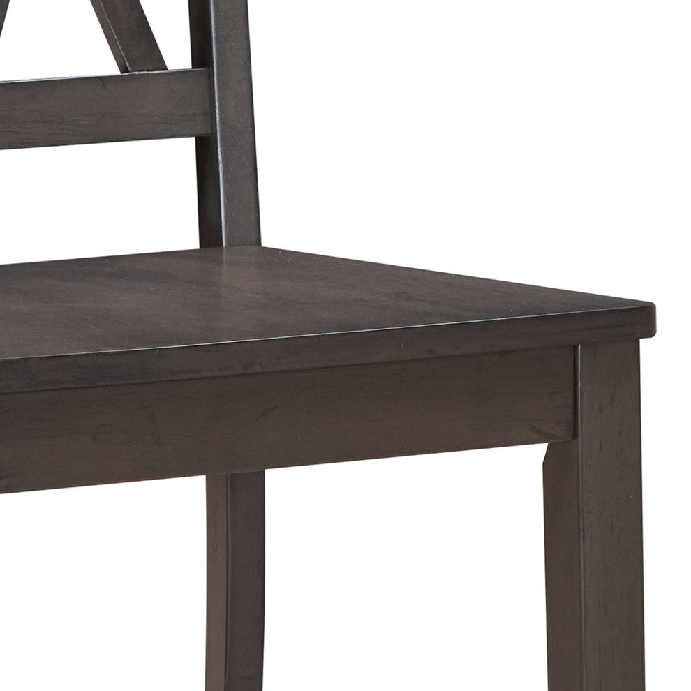Set of 2 Double-X Back Wood Chairs, Gray