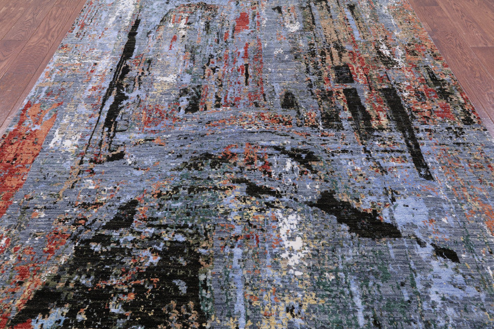 6' 1" X 9' 1" Wool and Silk Bridge Design Hand Knotted Rug Q7192