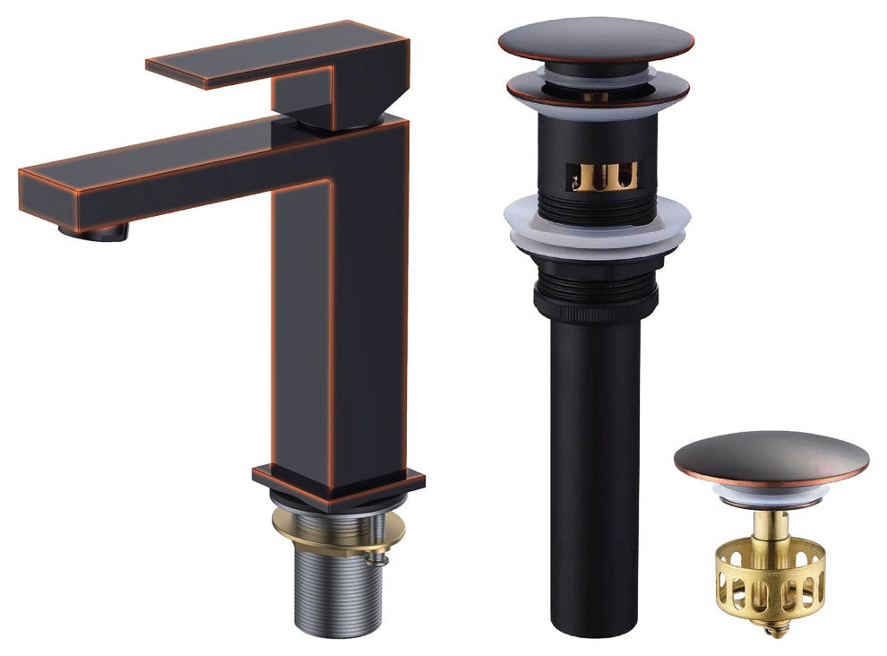 Fine Fixtures Modern Single Hole Bathroom Sink Faucet with Pop-up Drain