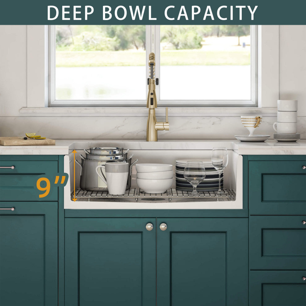 Farmhouse 33" Fireclay White Kitchen Sink Single Bowl