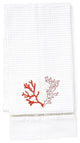 Waffle Weave Guest Towel, Coral Duck Egg Blue, Coral