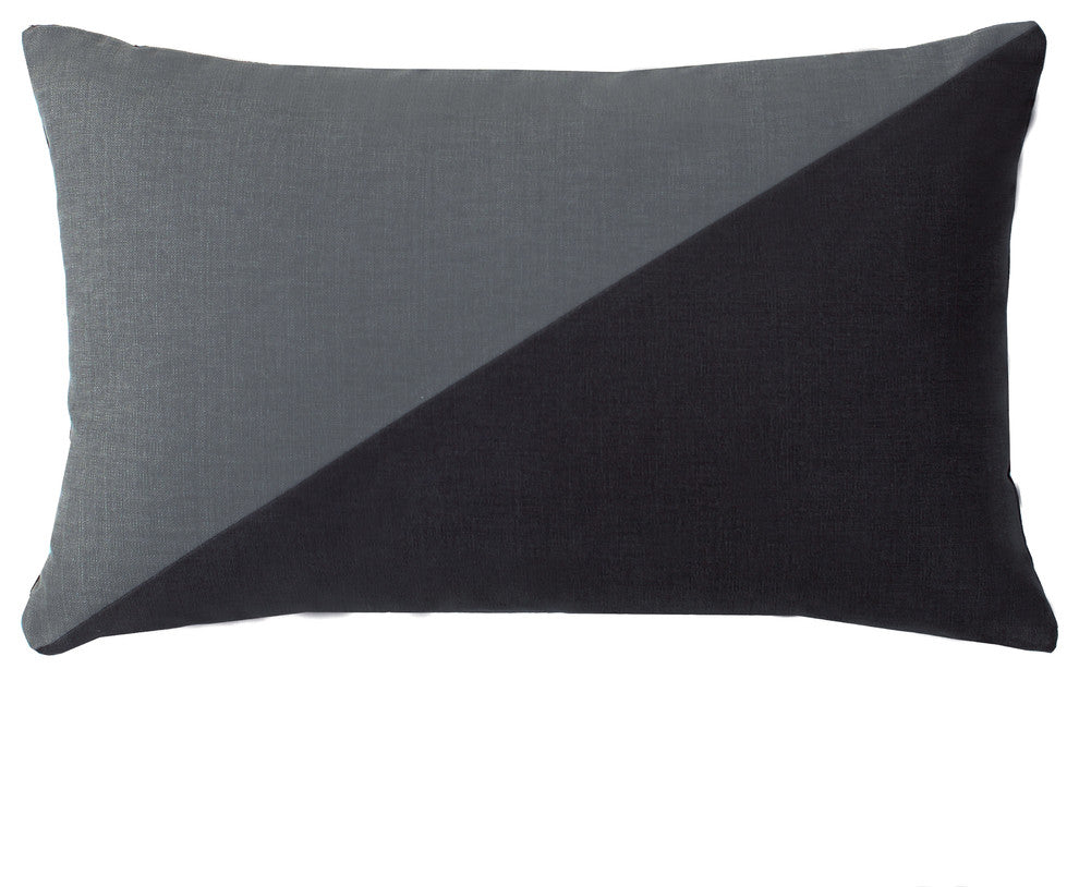 Duo Charcoal Gray Throw Pillow Cover, 12"X20"