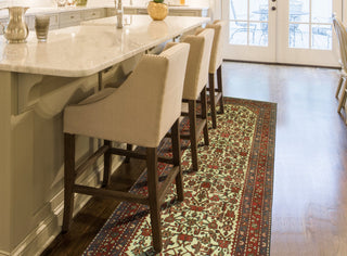 Fine Vintage Distressed Bibiana Ivory/Red Runner, 3'11 x 8'11