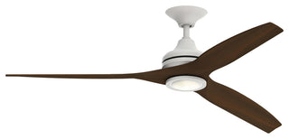 Fanimation Spitfire Ceiling 48" Fan With LED Light, Matte White/Whiskey Wood