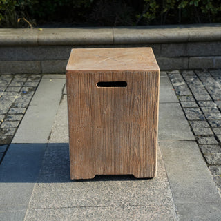 Outdoor Rectangular Faux Wood Fireplace Table and Side Table