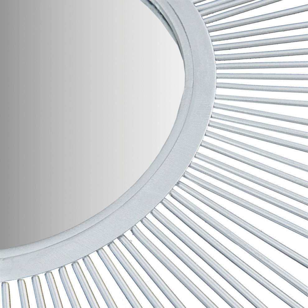 Madison Park Fiore Sunburst Wall Decor Mirror 29.5"D, Silver, Large