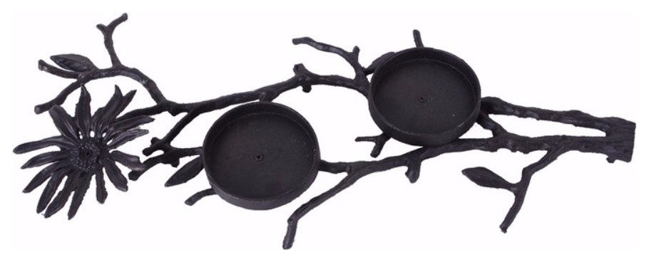 Uniquely Designed Iron T-Light candle Holder, Black