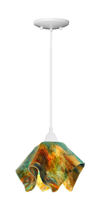 Small Jezebel Signature Flame Pendant, Daylily, White Base