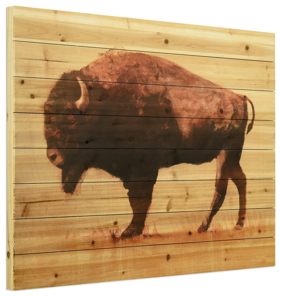 "Roam I" Bison Wall Art Digital Print on Solid Wood