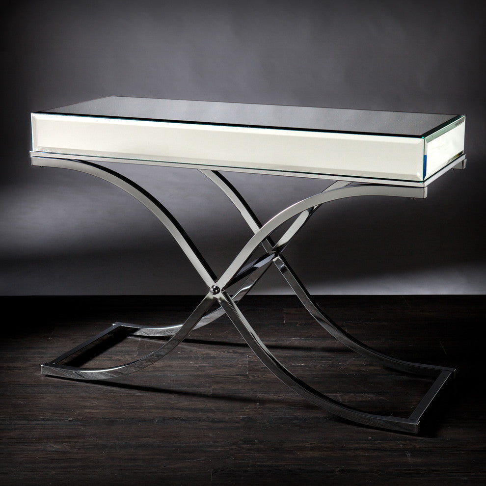 Ava Mirrored Console Table, Chrome