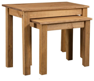 vidaXL Nesting Tables 2 Pcs Coffee End Table Solid Pine Wood Panama Range