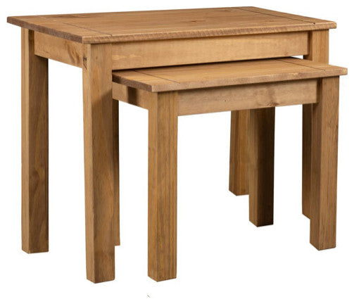 vidaXL Nesting Tables 2 Pcs Coffee End Table Solid Pine Wood Panama Range