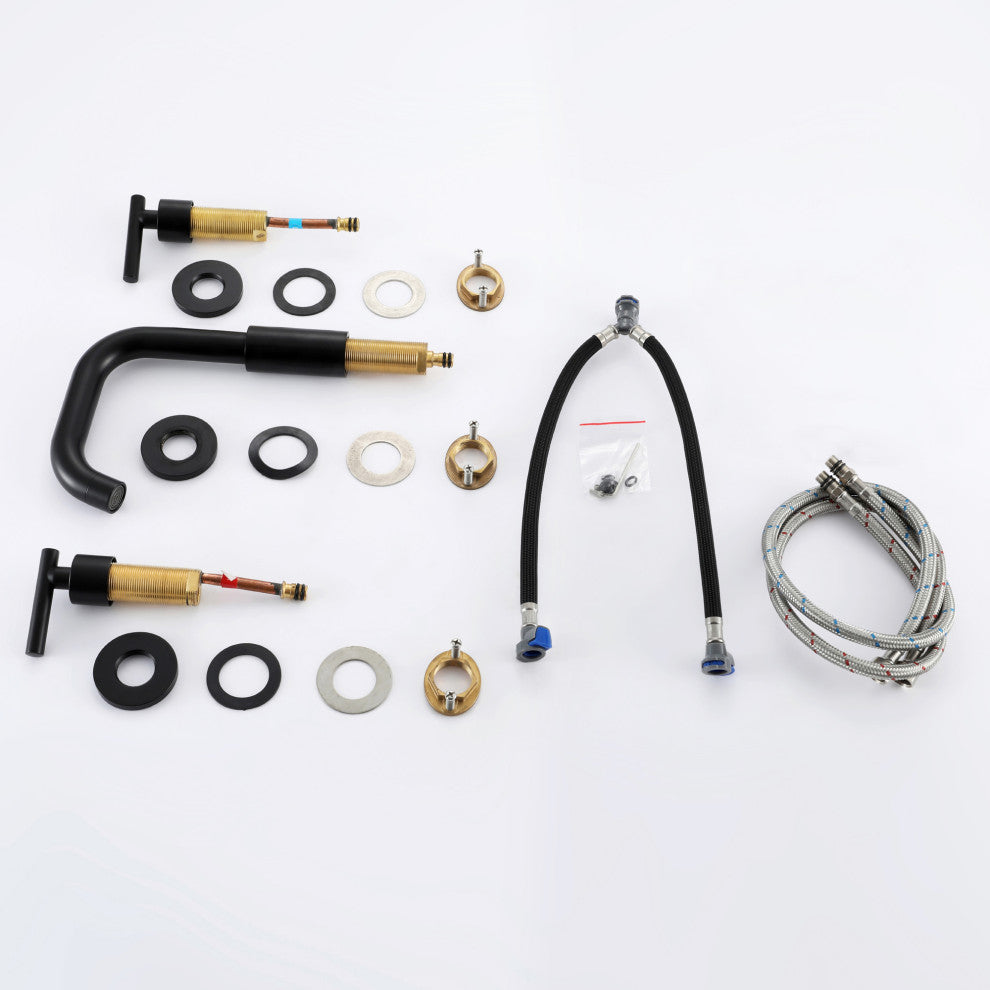 8 in. Widespread 2-Handle High Arc Bathroom Faucet with Brass Dics Valve, Black