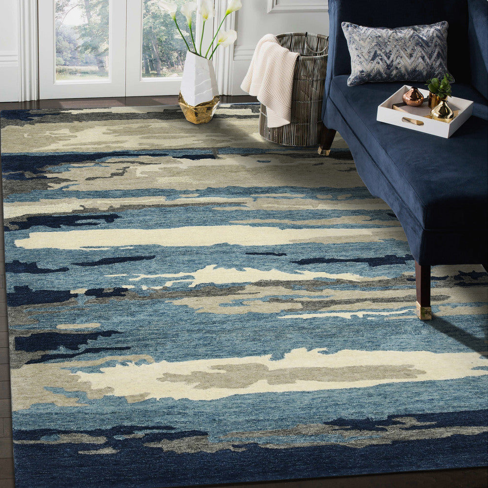 Abstract Gunter Area Rug, Blue, 5' x 8', Abstract
