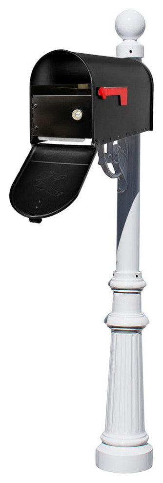 Lewiston Post System-E1 Economy Mailbox, Locking Insert, Mounting Plate, White