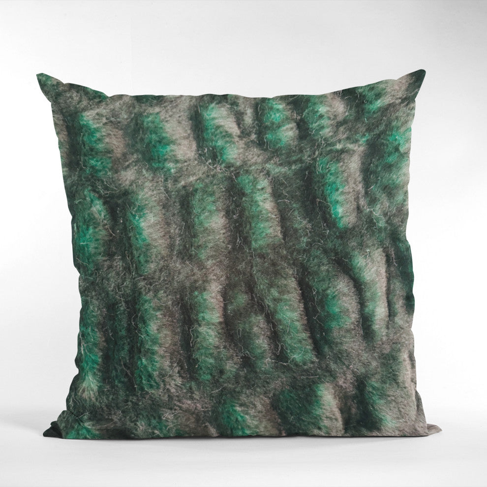 Plutus Emerald Green Plush Pelt Faux Fur Throw Pillow, 22" x 22"