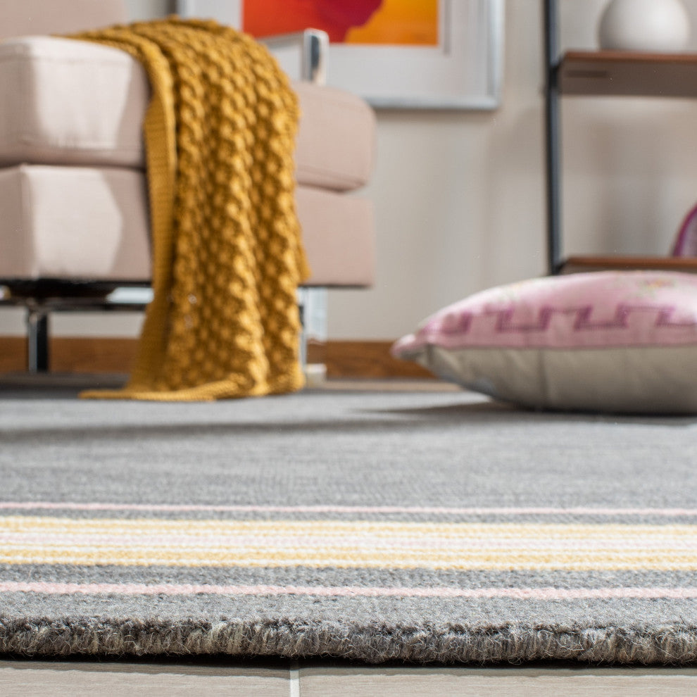 Safavieh Metro Met611H Striped Rug, Charcoal and Pink, 8'0"x10'0"