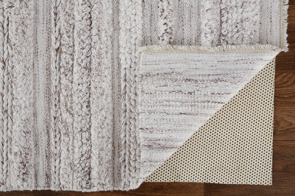Weave & Wander Akton Shag Rug, Ivory/Carob Brown, 2ft x 3ft Rug