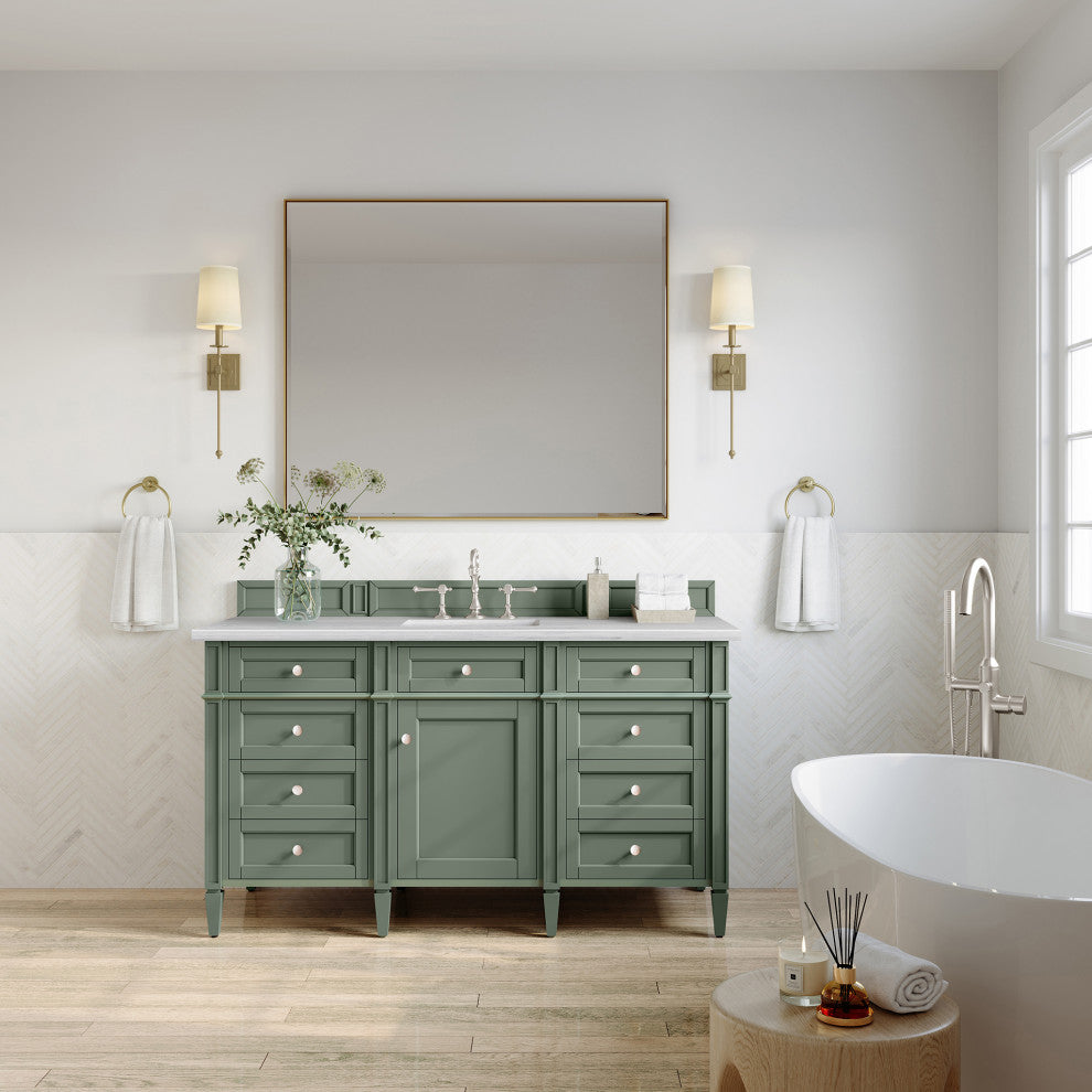 Brittany 60" Single Vanity, Smokey Celadon, 3CM Arctic Fall Top