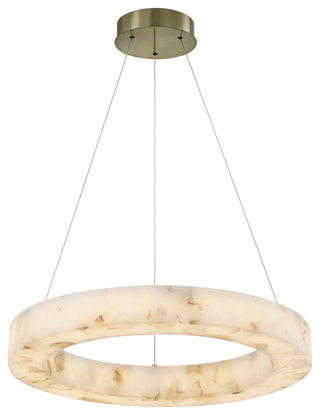 LumenAria Medley 24" LED Alabaster Rocks Ring Pendant