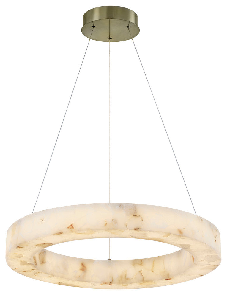 LumenAria Medley 24" LED Alabaster Rocks Ring Pendant