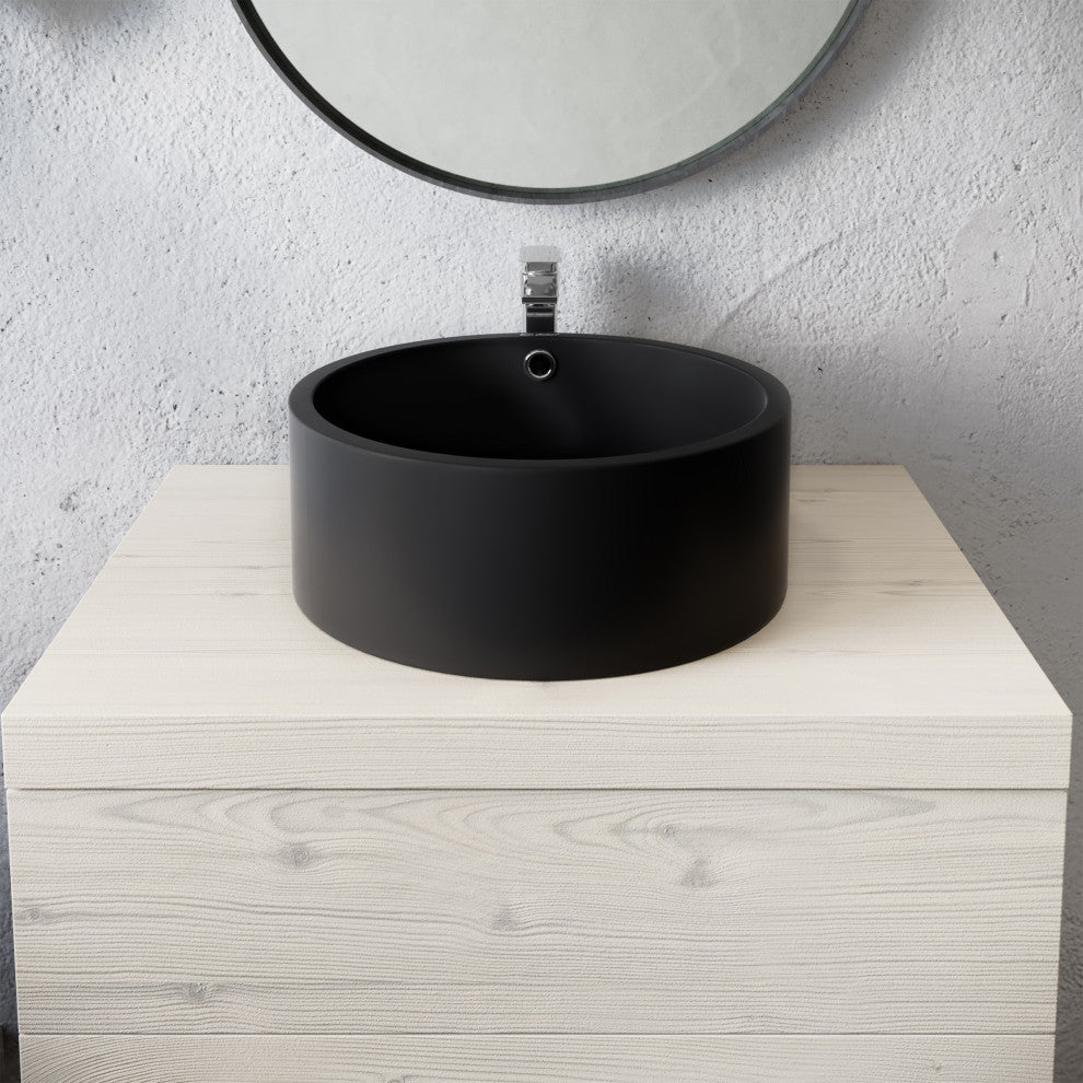 Monaco Round Vessel Sink, Matte Black