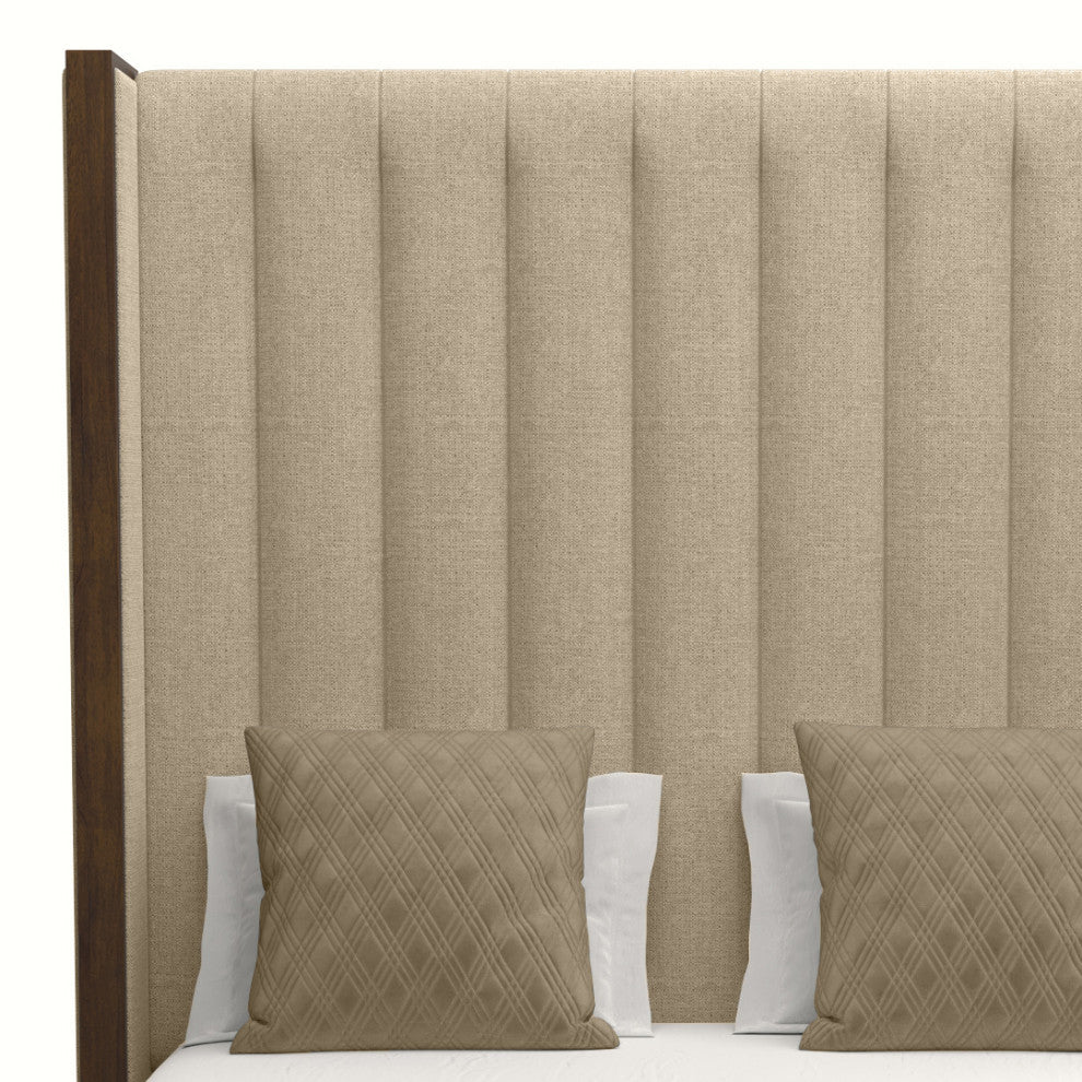 Nativa Interiors Irenne Vertical Channel Bed, Flax, King, High 87"