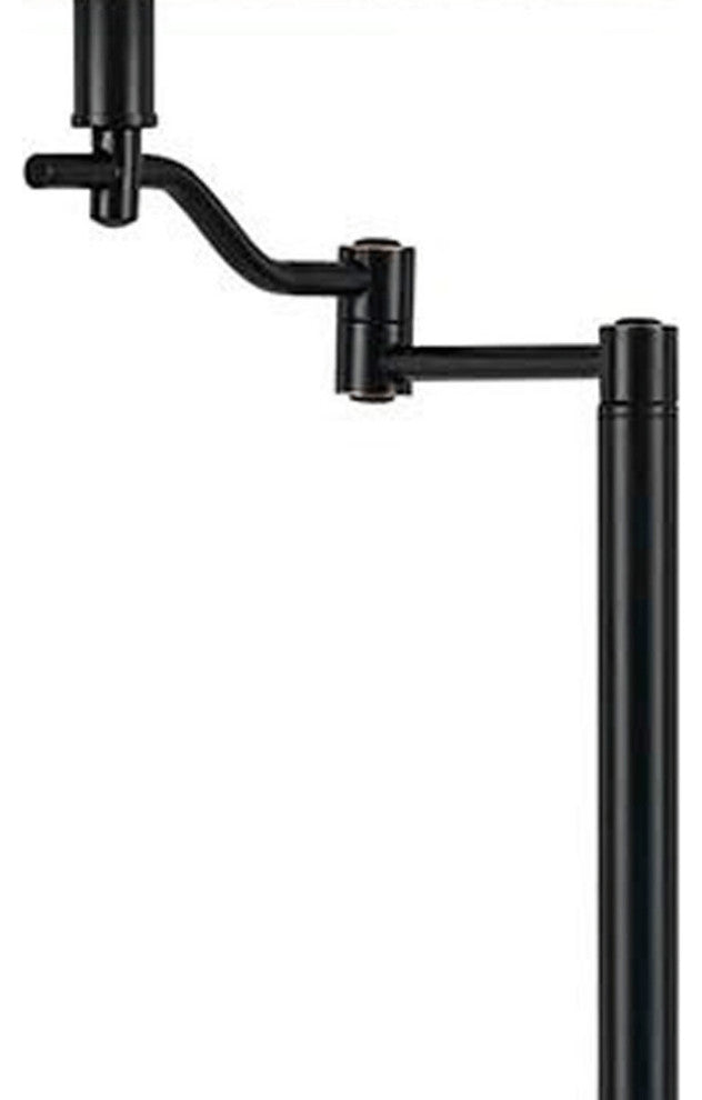 60" Bronze Swing Arm Floor Lamp With Beige Empire Shade