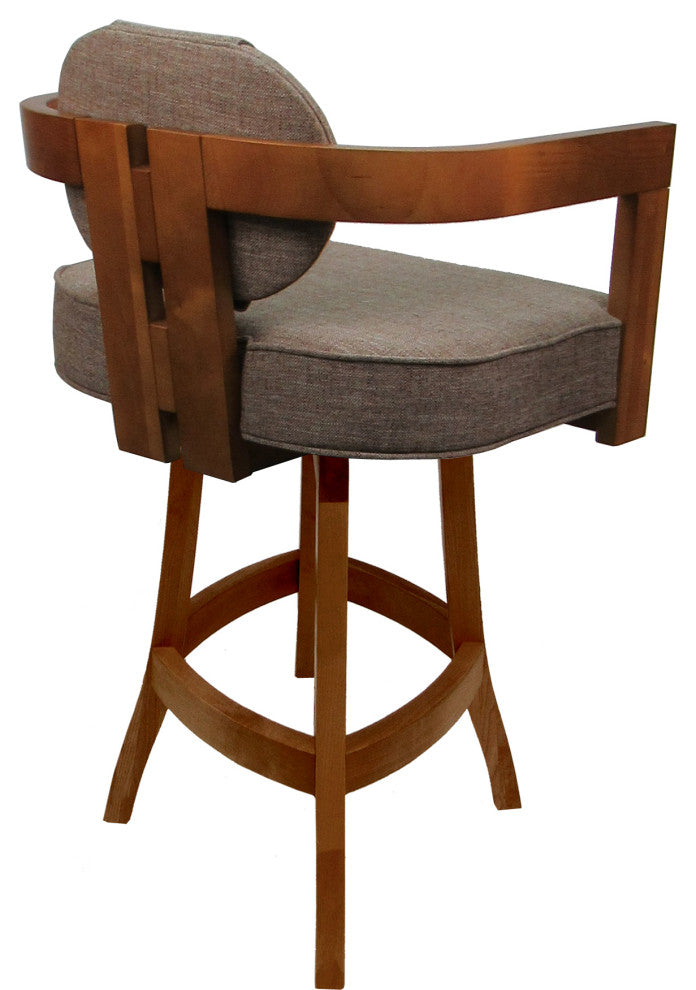 Swivel Wood Bar Stool Kadir Plus on S-Base, Basin Beige - Honey, 26"