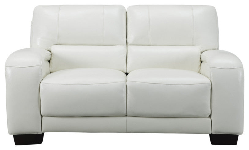 Brigitte Leather Craft Loveseat, Ivory White