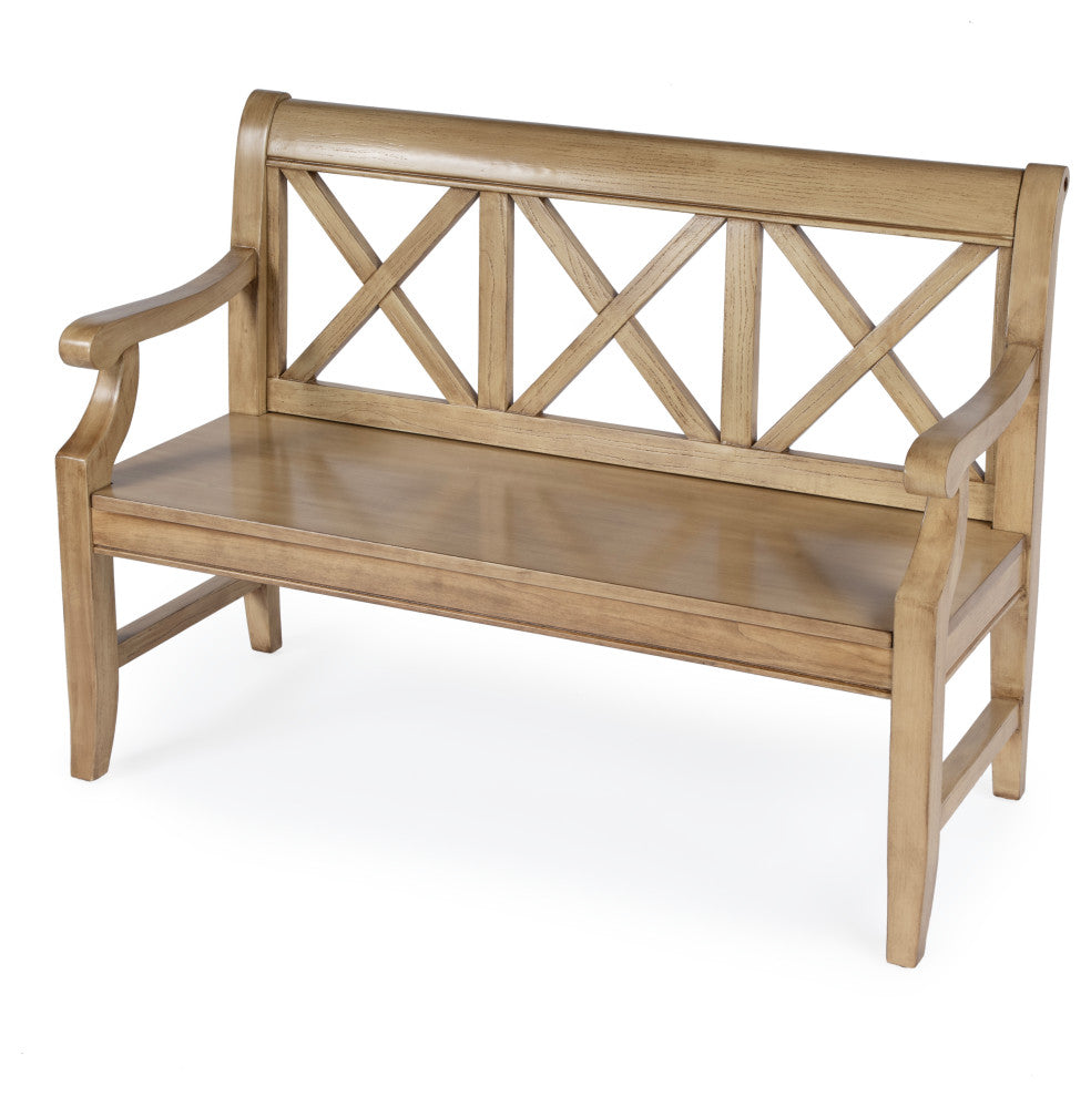 Gerrit Wooden 44"W Bench, Antique Beige