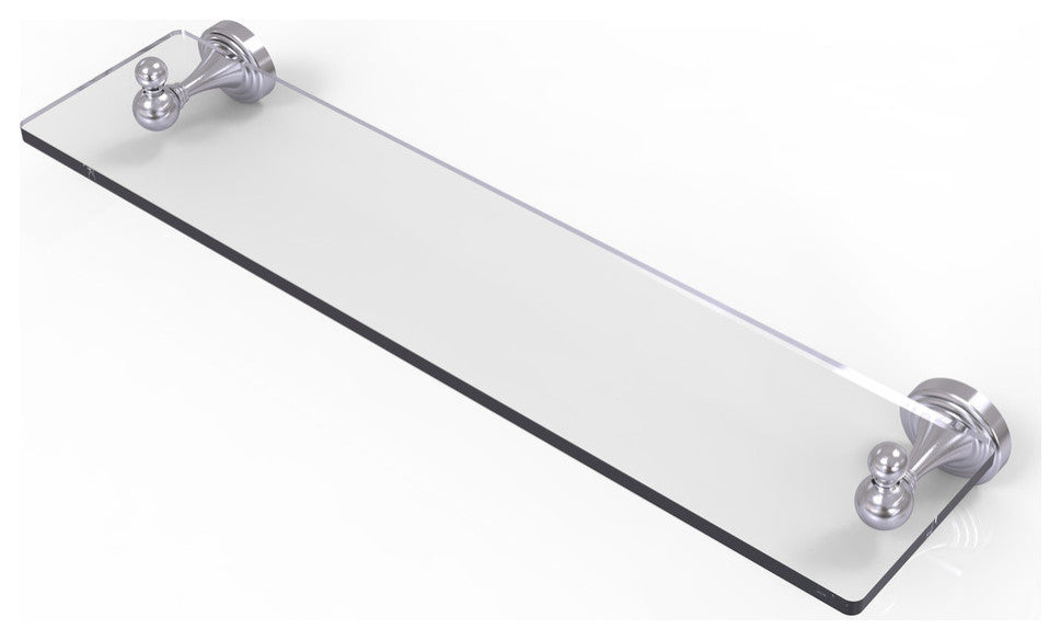 Sag Harbor 22" Glass Vanity Shelf with Beveled Edges, Satin Chrome