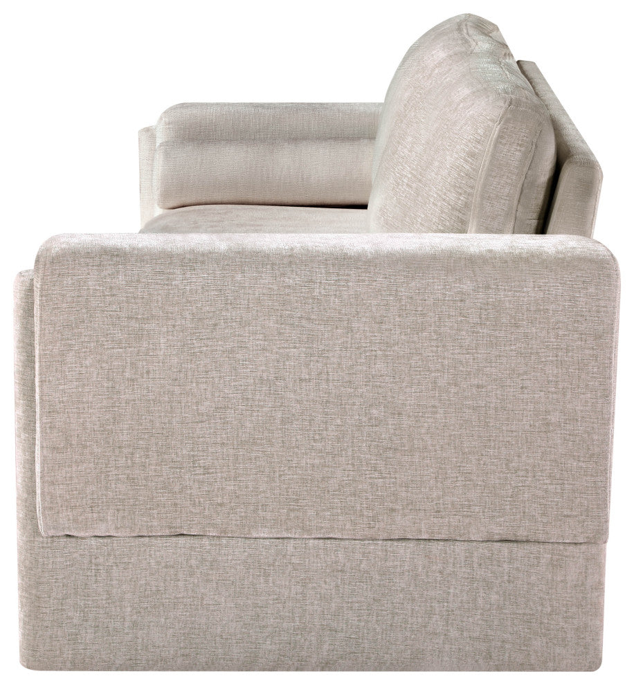 Madeline Chenille Fabric Upholstered Chair, Beige, Sofa