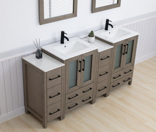 Vanity Art Vanity Set With Ceramic Top, 72", Driftwood Gray