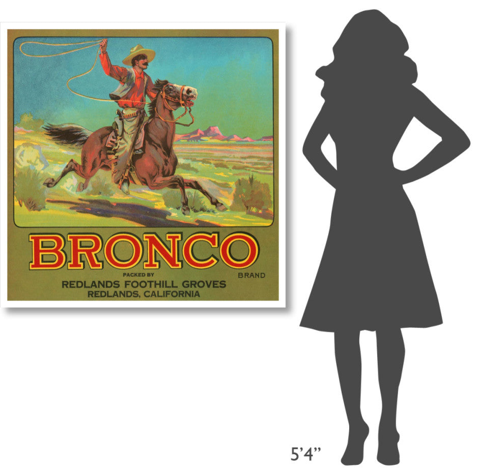"Bronco Brand Crate Label" Digital Paper Print by Retrolabel, 42"x42"