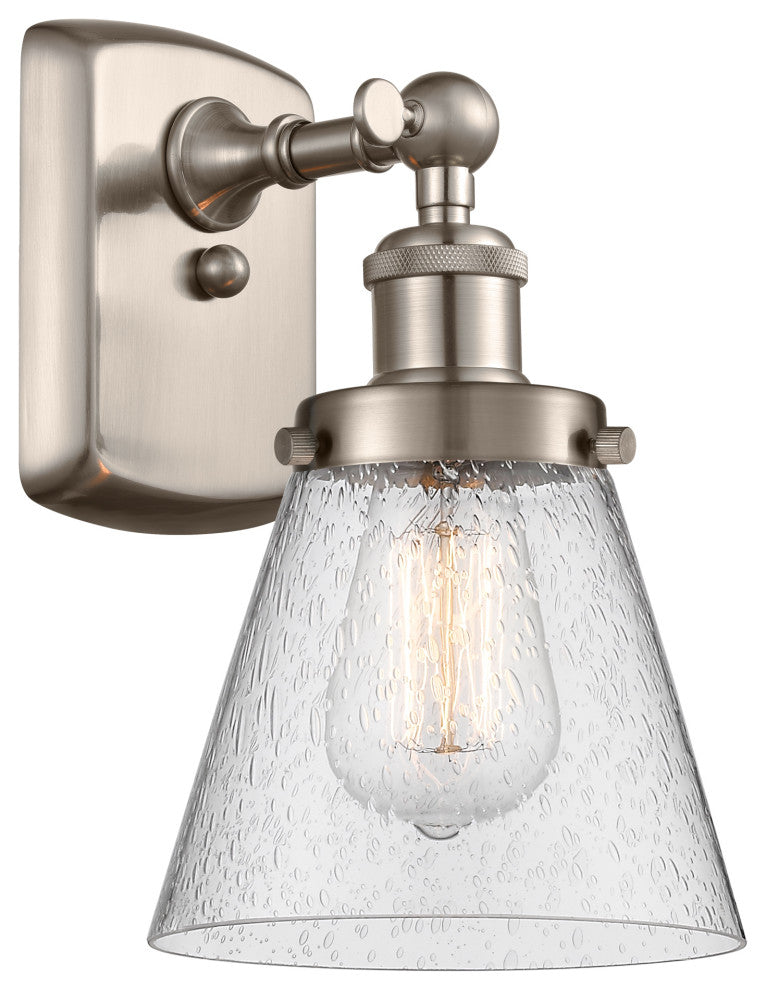 Small Cone 1-Light Sconce, Brushed Satin Nickel, Seedy