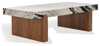 Safavieh Couture Ellebeth Marble Top Coffee Table, Hazel/Walnut