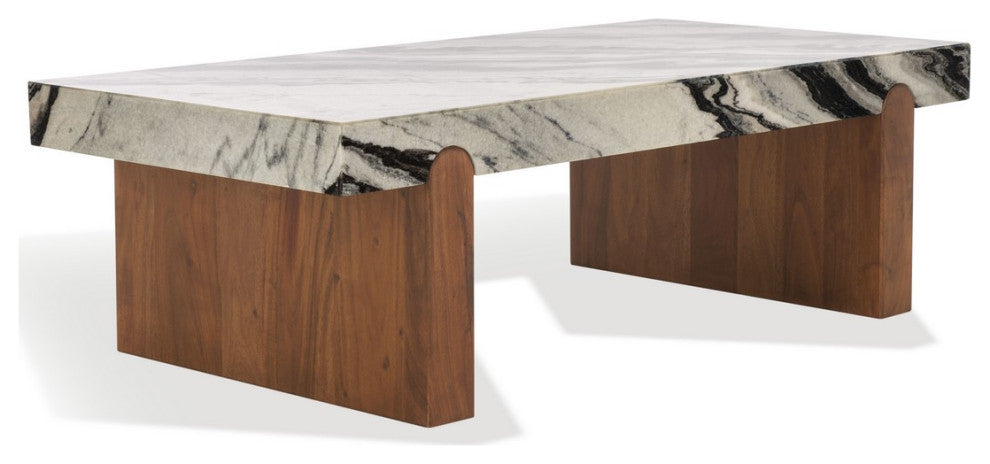 Safavieh Couture Ellebeth Marble Top Coffee Table, Hazel/Walnut