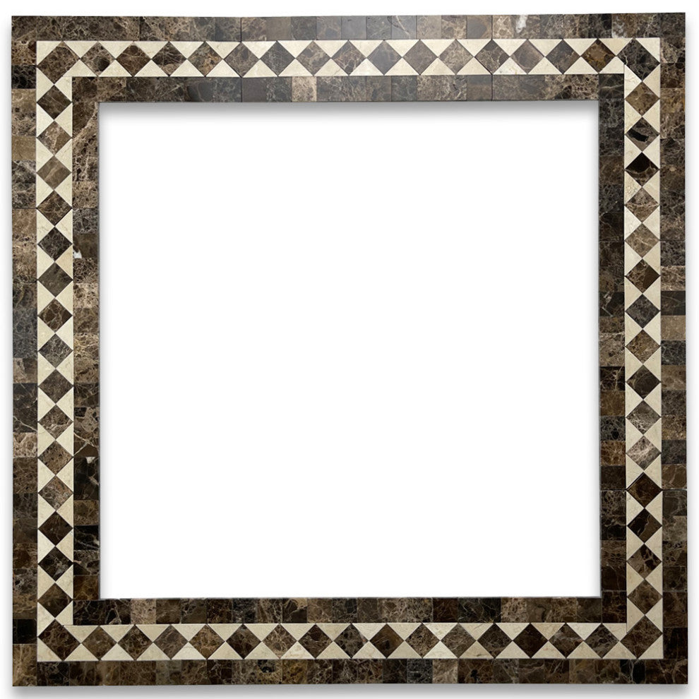 Crema Marfil Marble Classic Diamond Mosaic Border Listello Tile Polish, 1 sheet