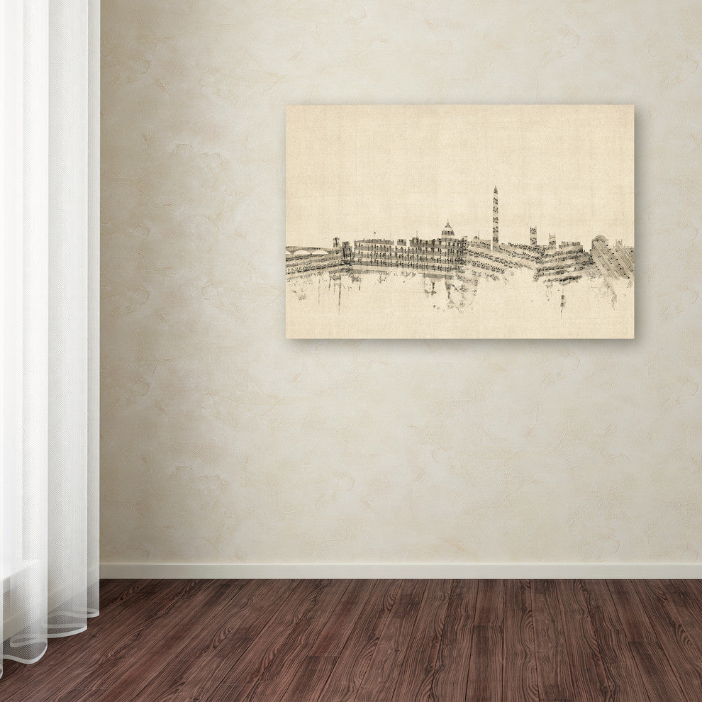 'Washington, DC Skyline Sheet Music' Canvas Art by Michael Tompsett