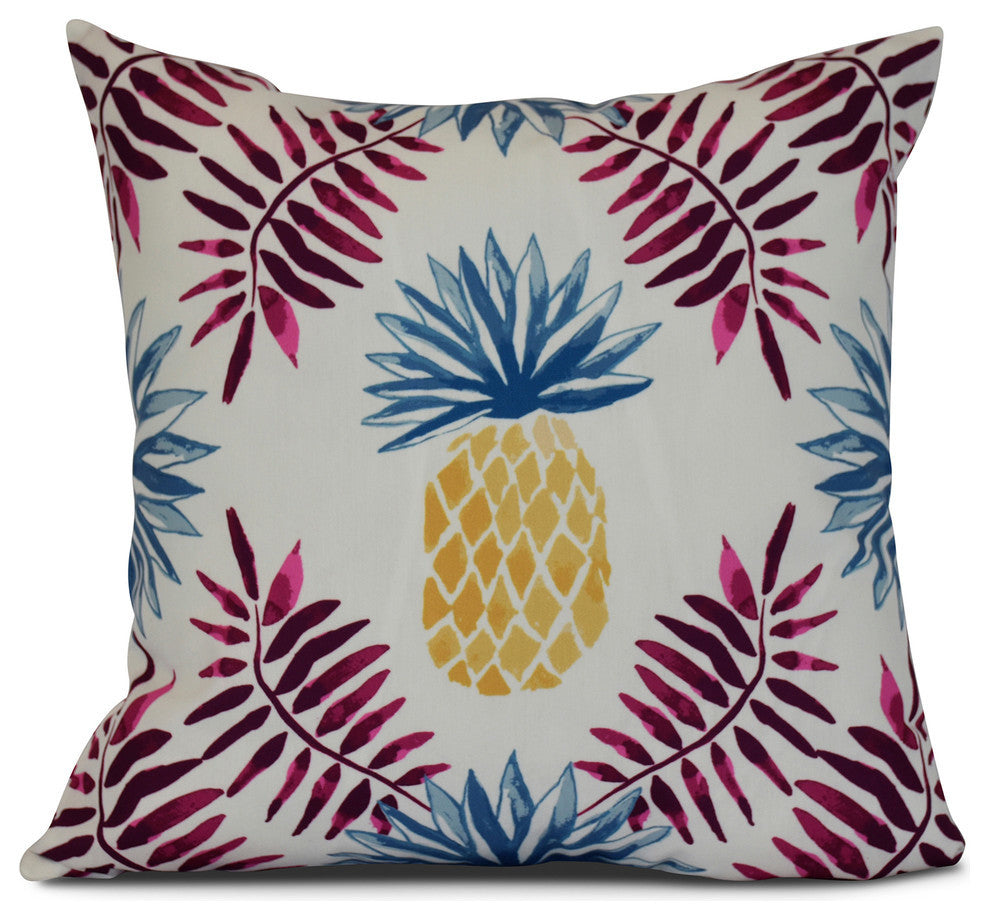 Purple Pineapple and Spike, Geometric Print Pillow, 16"x16"