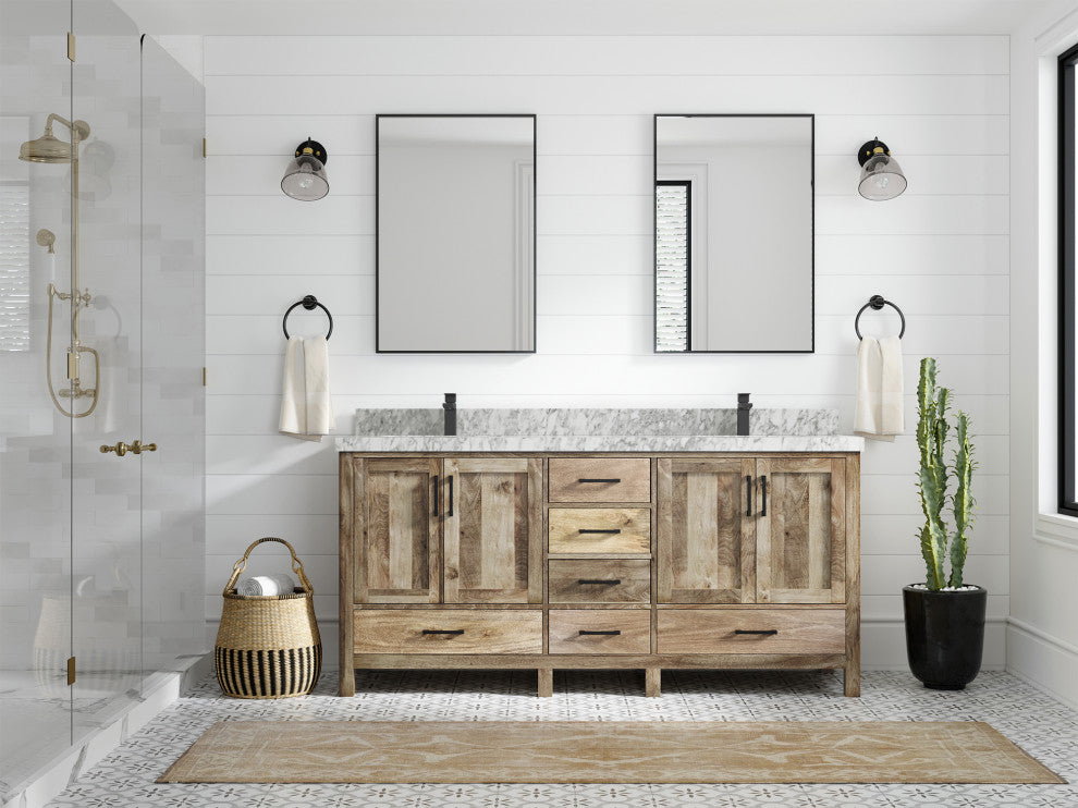 Malibu Mango 72 Double Sink Bath Vanity in Natural 2" Carrara Marble
