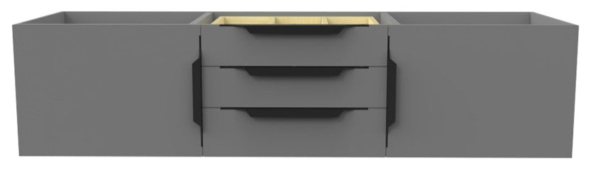 CastelloUSA Alpine 60" Wall Mounted Vanity, Base Only, Gray, Black Handles