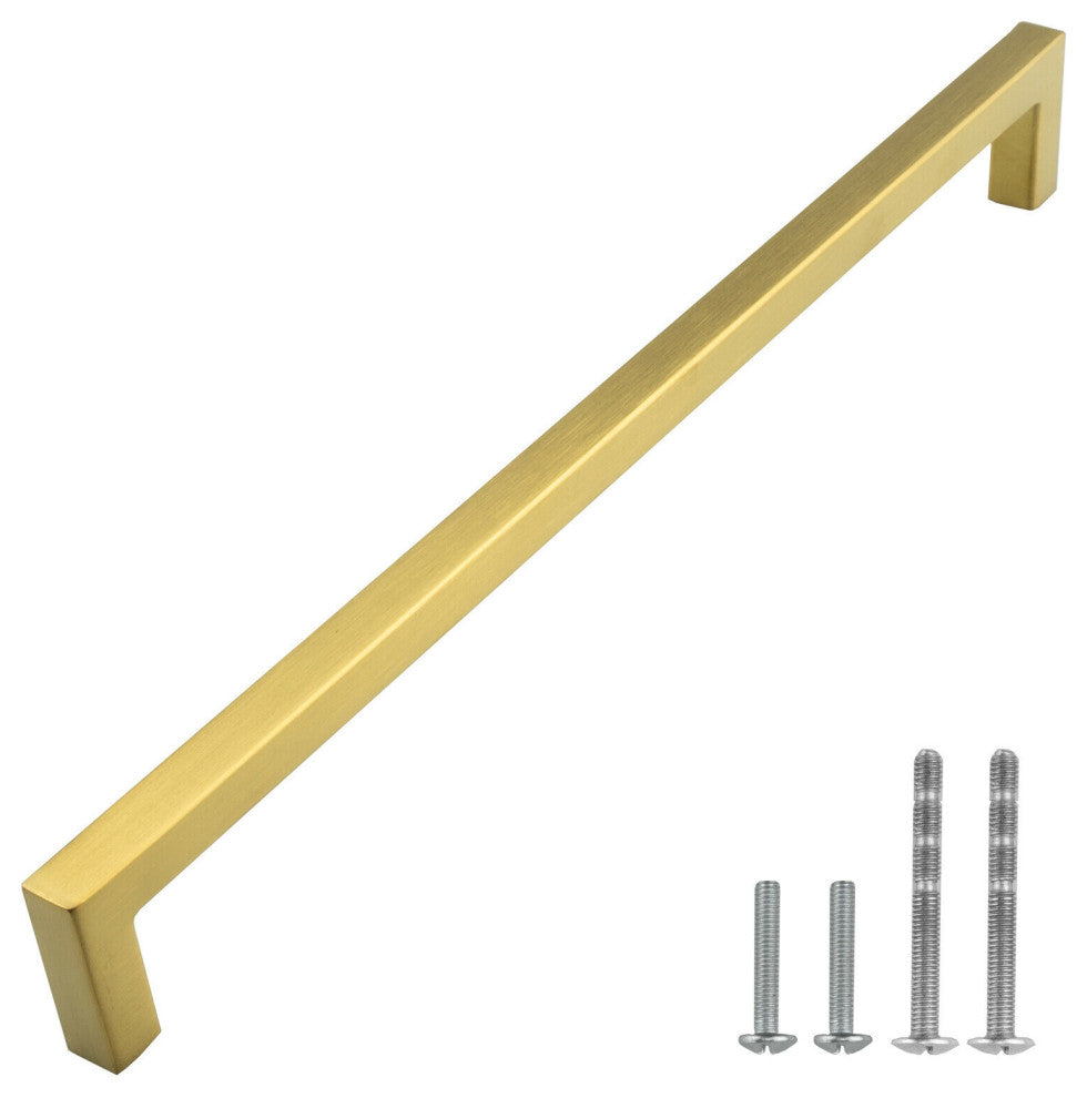 Satin Brass Gold Handle Pull 7-1/2" (192mm) Hole Centers, 8" Overall Length