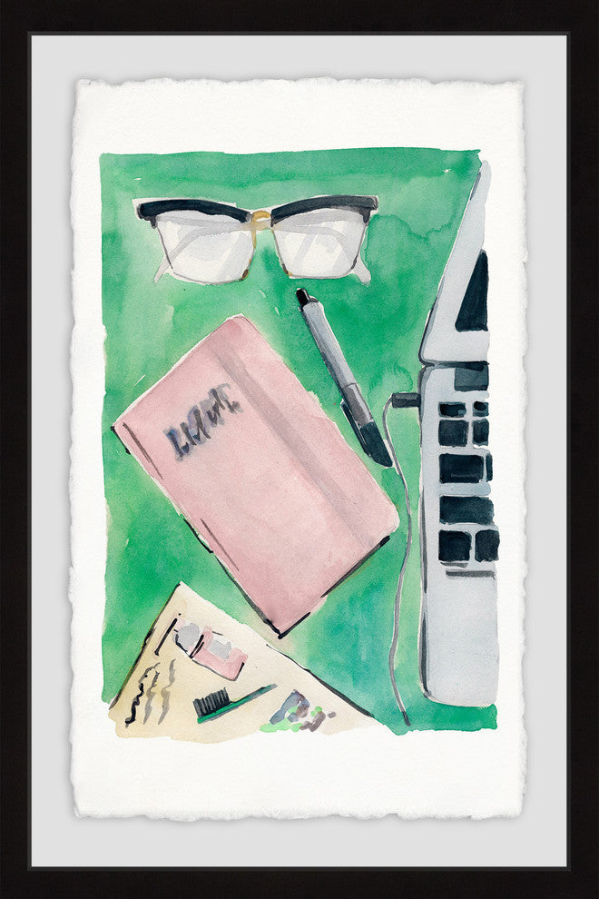 "Pink Planner" Framed Painting Print, 16"x24"