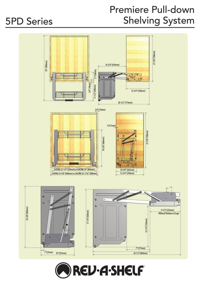 Pull Down Organizer for Wall Cabinets, Chrome, 34"W