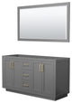 Miranda 60" Dark Gray Double Vanity, No Top, No Sink, Gold Trim, 58" Mirror