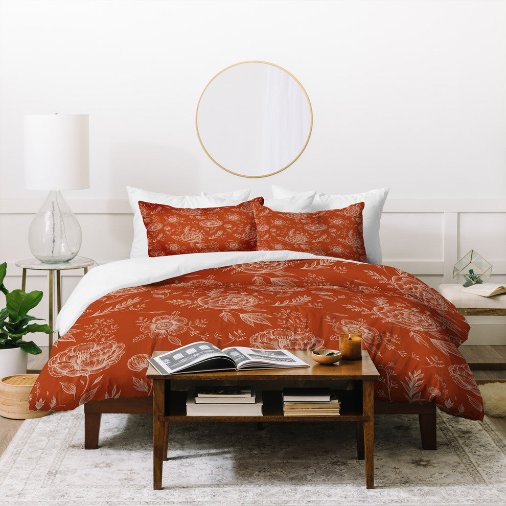 Pimlada Phuapradit Sienna Floral Linework Duvet Cover Set, Queen